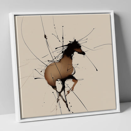 Kinetic Equine Spirit wild horses canvas wall art in white frame