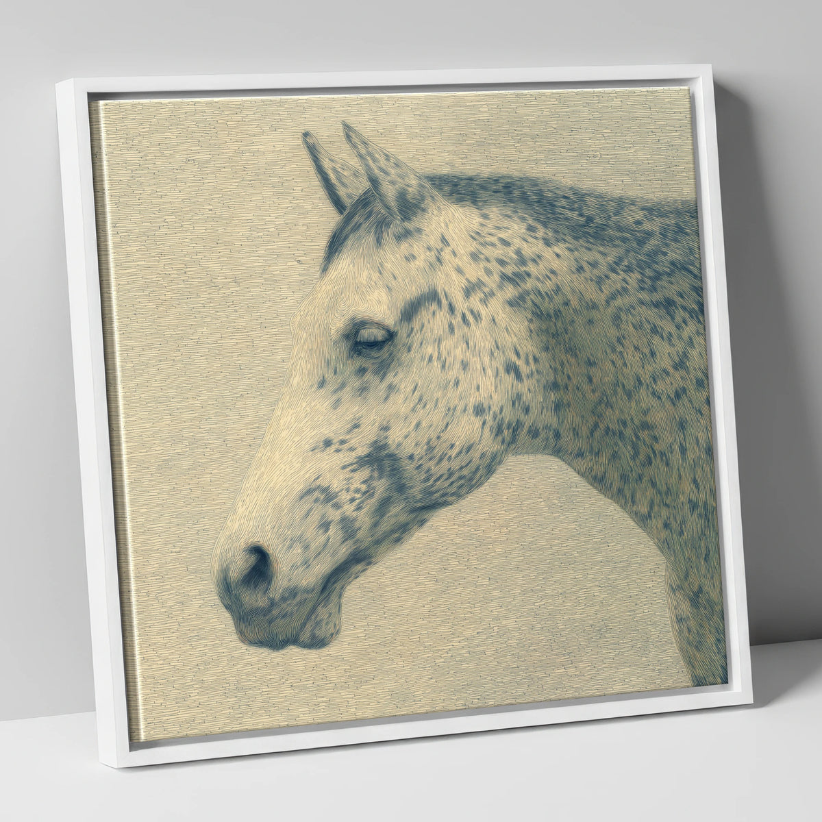 Meticulous Equine Profile horse breed canvas wall art in white frame
