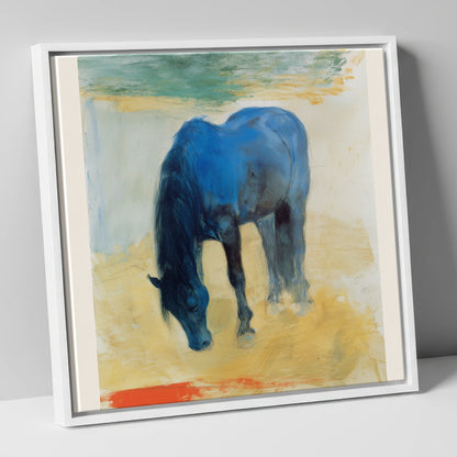 The Cerulean Grazer horse breed canvas wall art in white frame