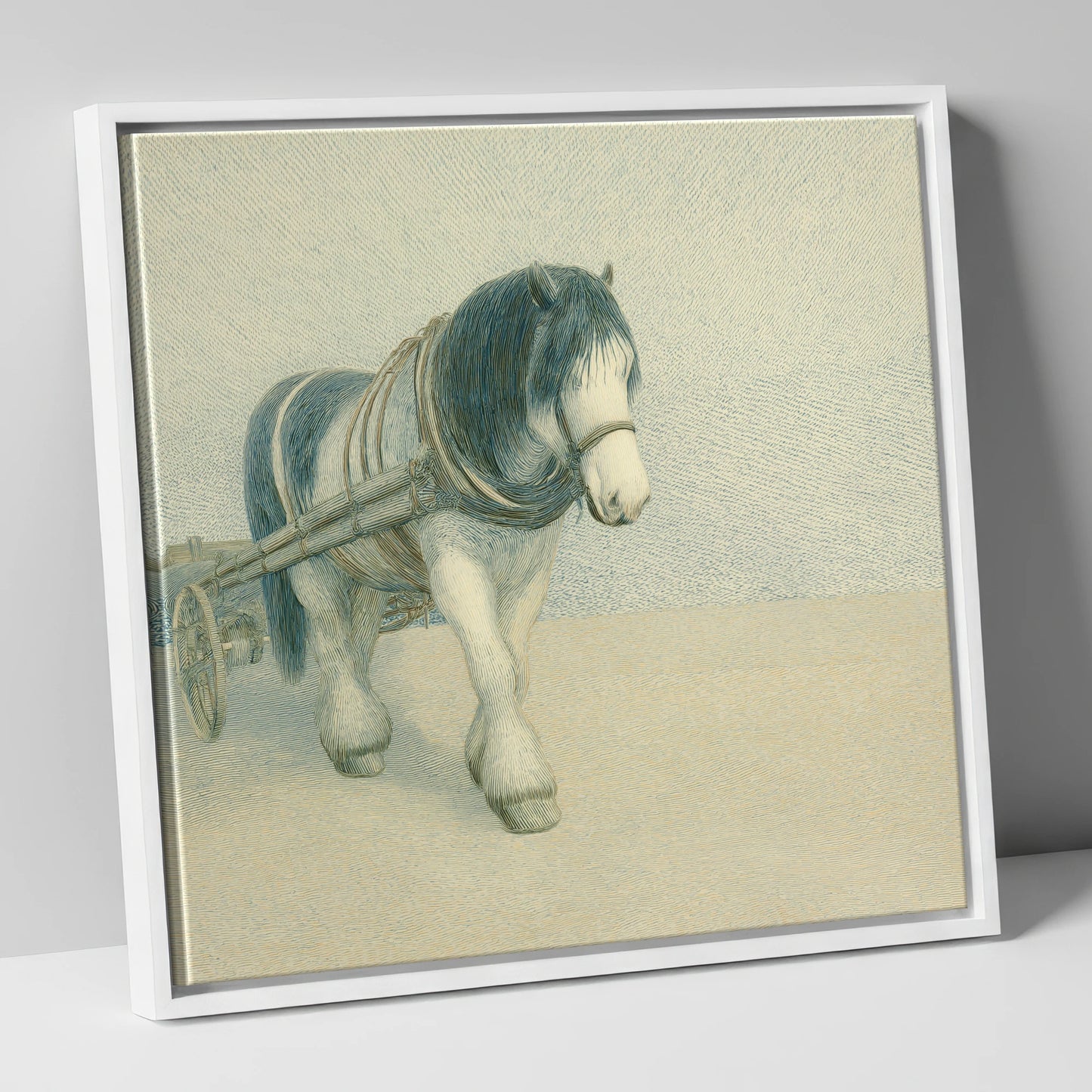 Rhythm Of The Draught working horse canvas wall art in white frame