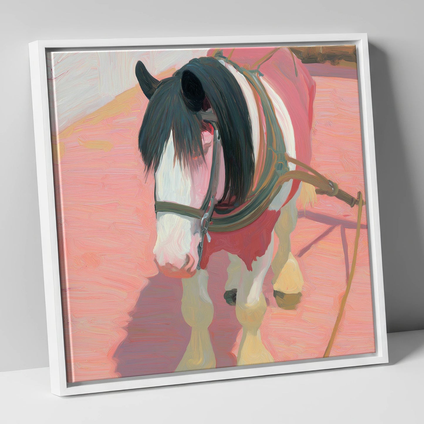 The Patient Draught working horse canvas wall art in white frame
