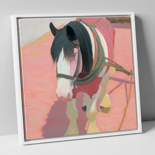The Patient Draught working horse canvas wall art in white frame