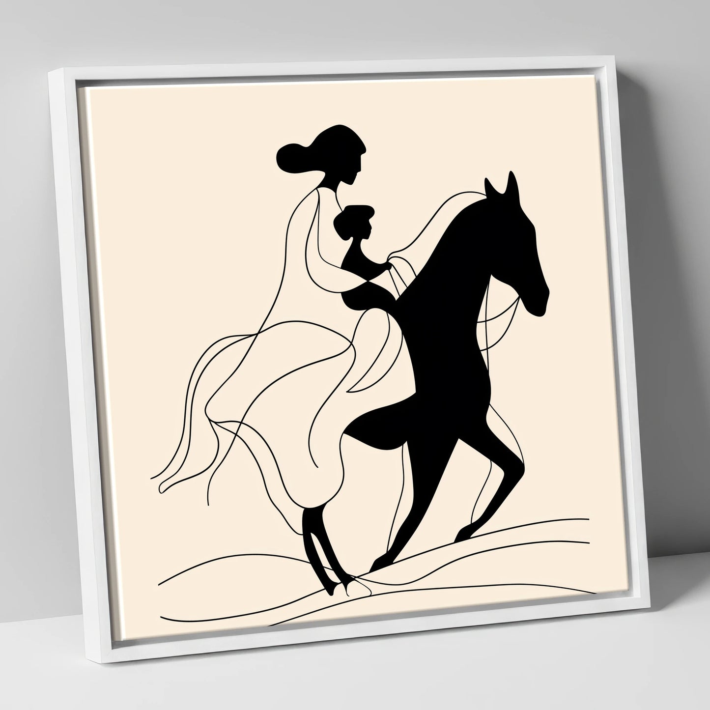 A Shared Journey horse & rider canvas wall art in white frame