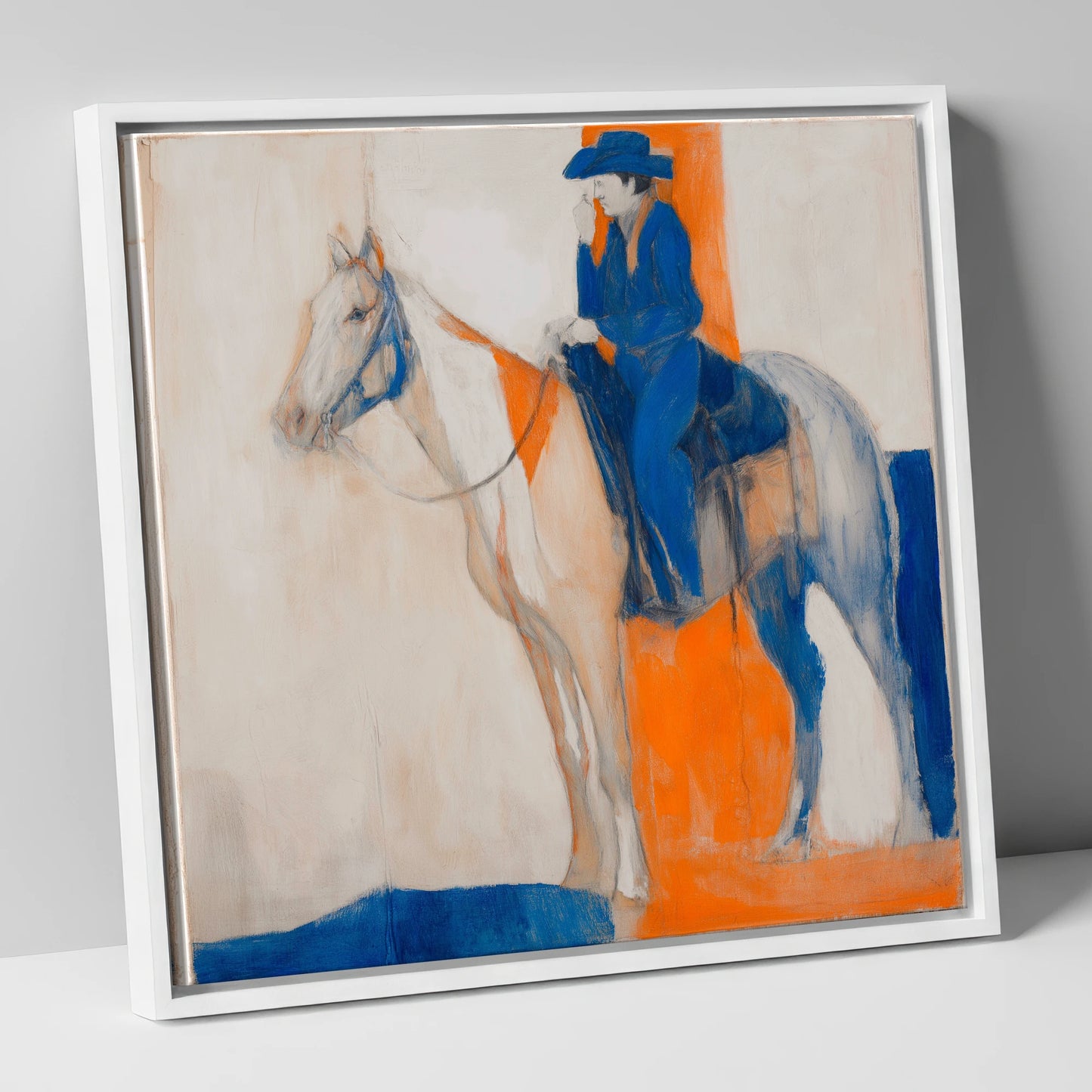 Ultramarine Western Rider western horse canvas wall art in white frame