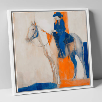 Ultramarine Western Rider western horse canvas wall art in white frame