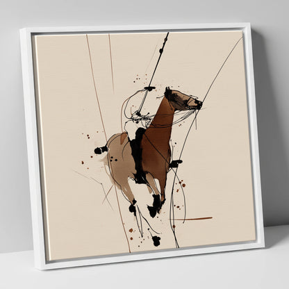 Dynamic Polo Strike polo horse canvas wall art in white frame