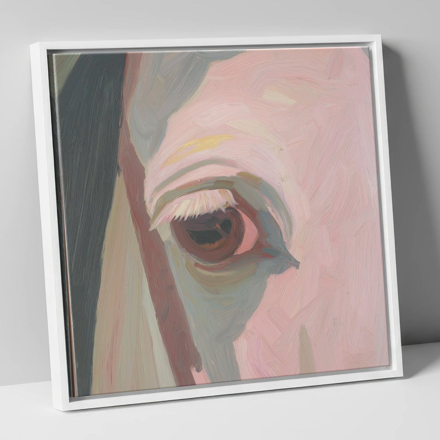 A Gentle Gaze horse portrait canvas wall art in white frame