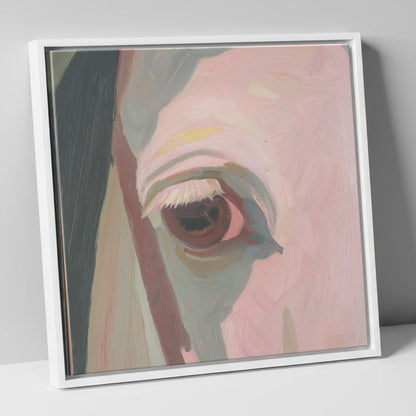 A Gentle Gaze horse portrait canvas wall art in white frame