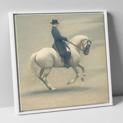 Classical Dressage Harmony dressage horse canvas wall art in white frame