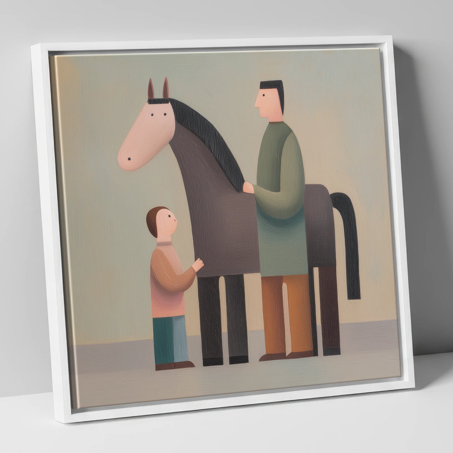 Shared Connection horse & rider canvas wall art in white frame