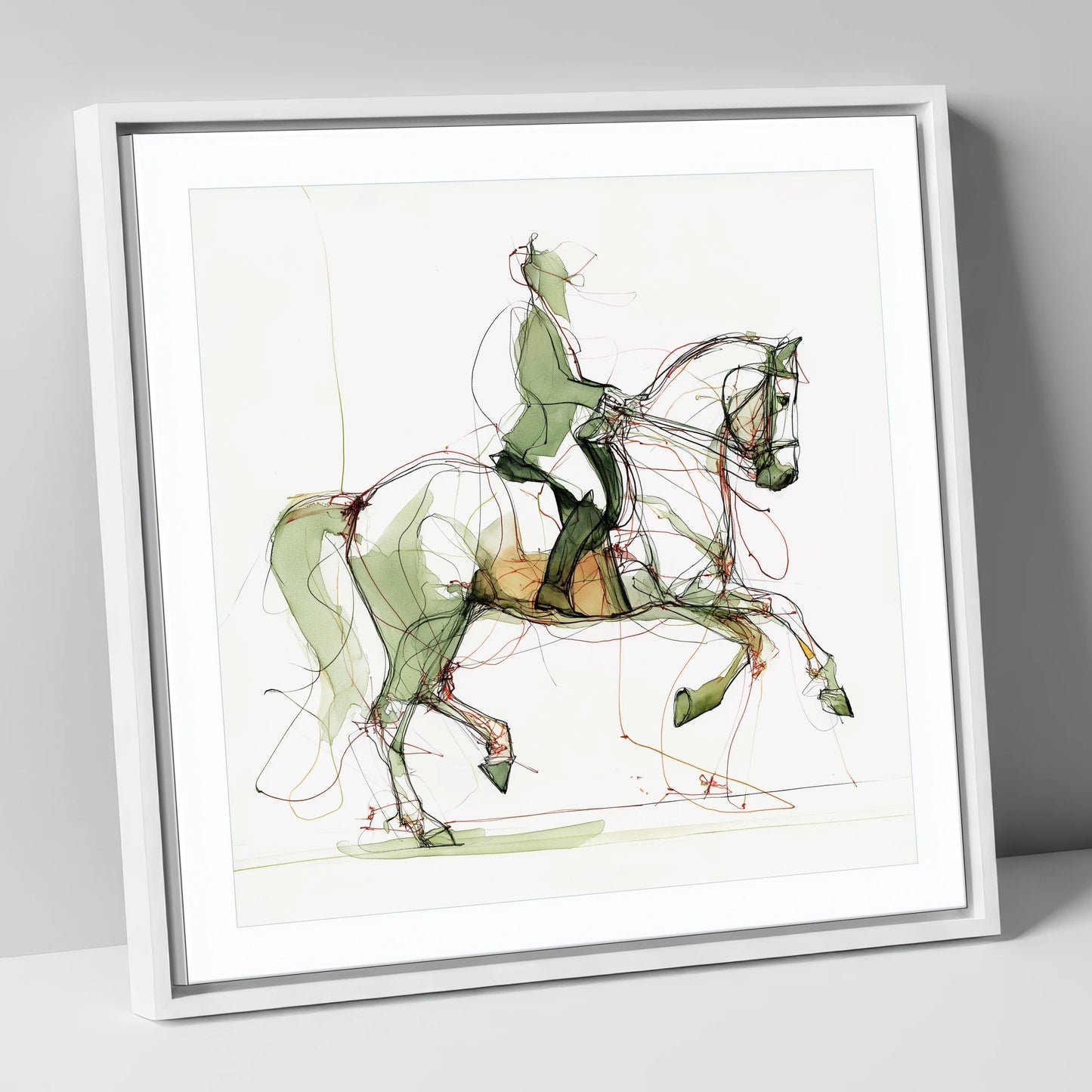 Expressive Dressage dressage horse canvas wall art in white frame