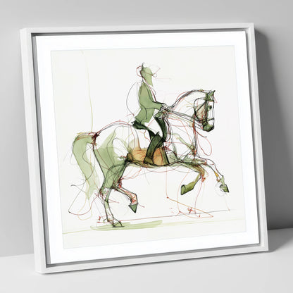 Expressive Dressage dressage horse canvas wall art in white frame