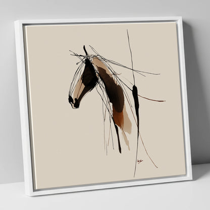Fluid Grace horse portrait canvas wall art in white frame