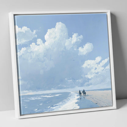 Beneath Vast Coastal Skies horse landscape canvas wall art in white frame