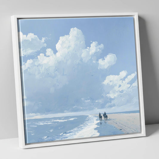 Beneath Vast Coastal Skies horse landscape canvas wall art in white frame