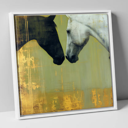 Quiet Connection horse portrait canvas wall art in white frame