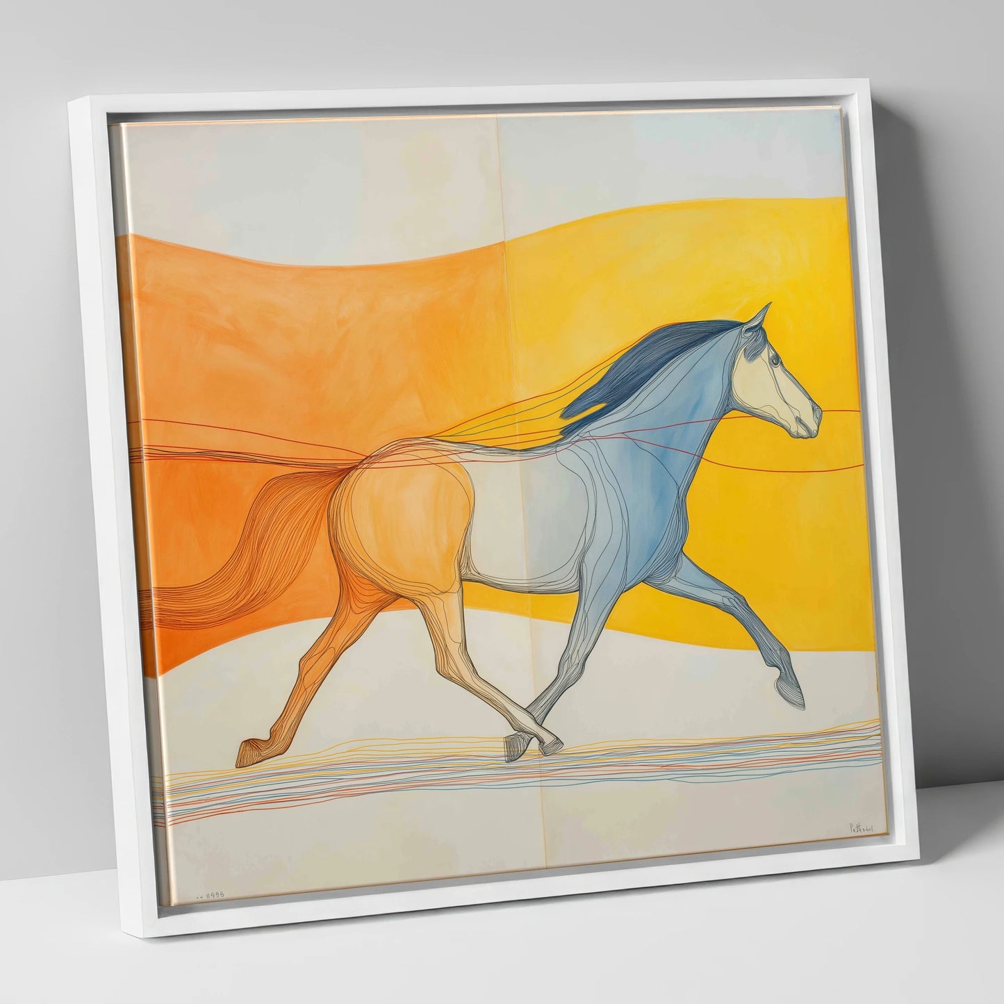 Rhythm In Colour horse portrait canvas wall art in white frame