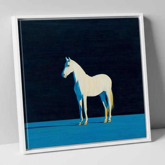 Azure Shadow Equine horse breed canvas wall art in white frame
