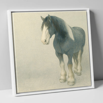 The Slate Blue Shire horse breed canvas wall art in white frame