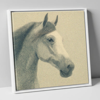 Noble Engraved Profile horse breed canvas wall art in white frame