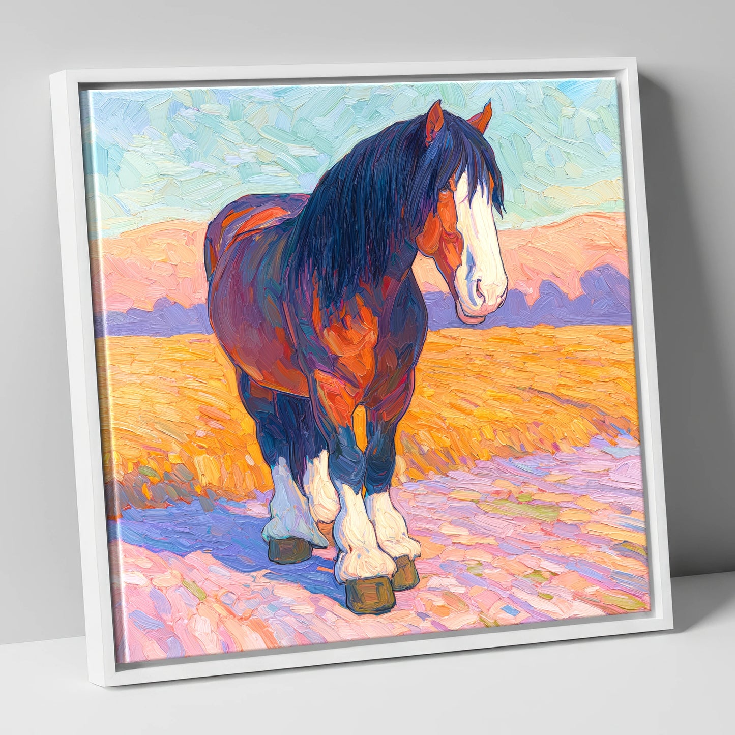 Vivid Heavy Horse horse breed canvas wall art in white frame