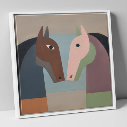 Structured Connection horse portrait canvas wall art in white frame