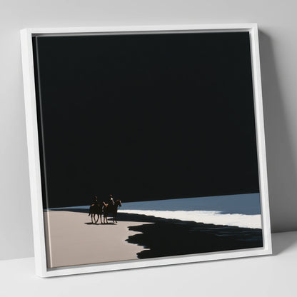 Obsidian Shores horse landscape canvas wall art in white frame
