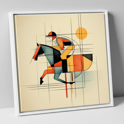 Rhythmic Racing Lines racing horse canvas wall art in white frame