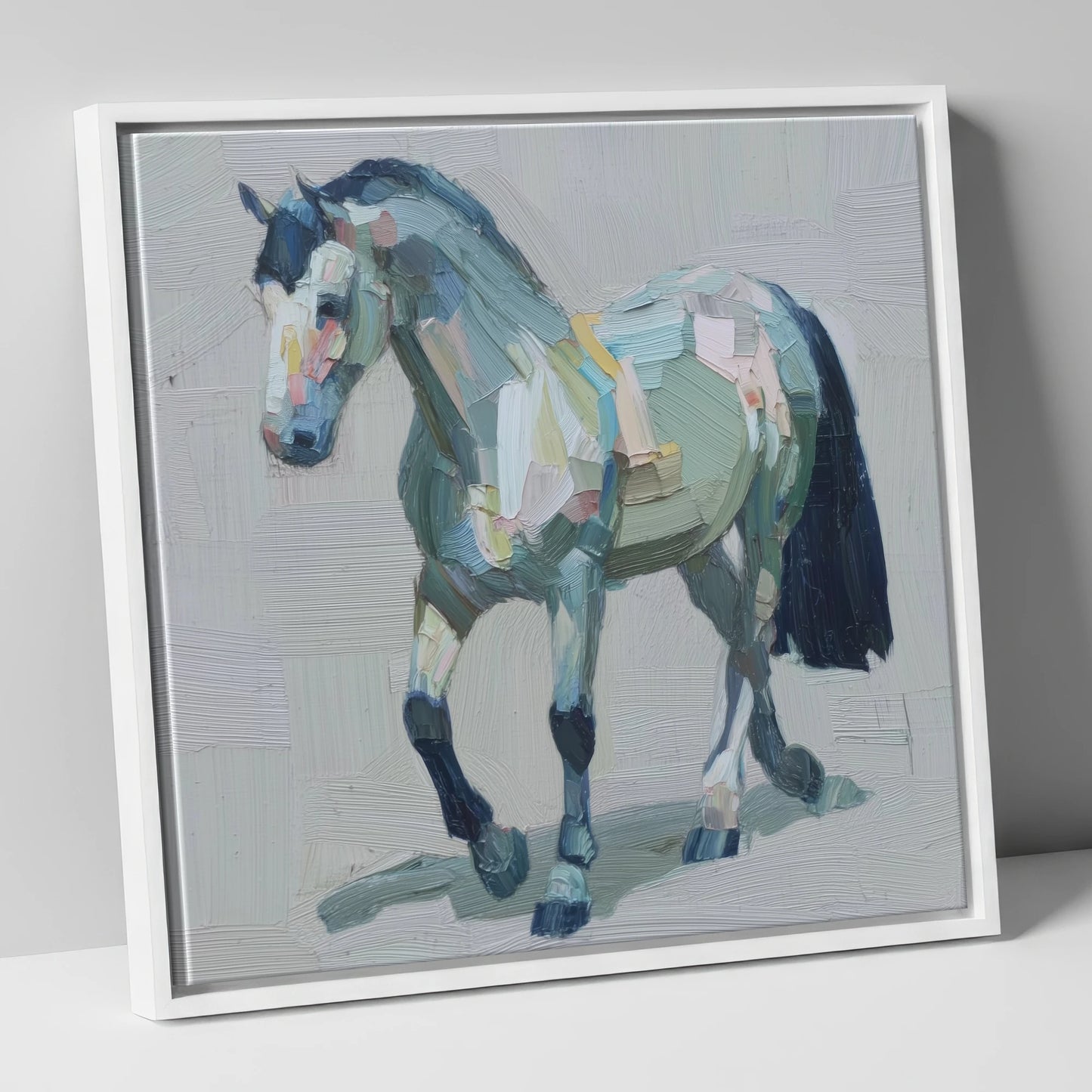 Painted Strides horse breed canvas wall art in white frame