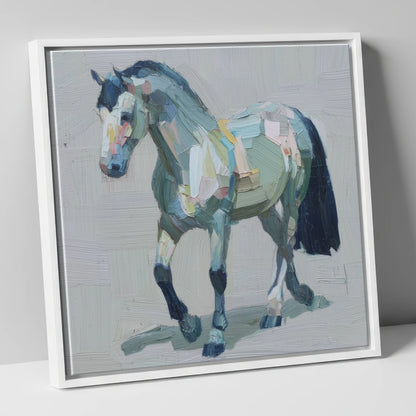 Painted Strides horse breed canvas wall art in white frame
