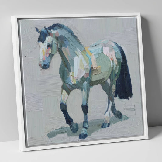 Painted Strides horse breed canvas wall art in white frame