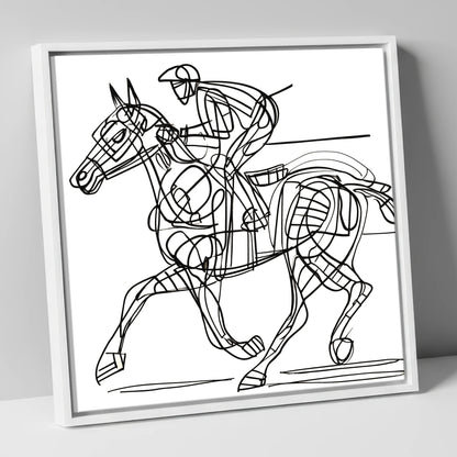 Linear Racing Form racing horse canvas wall art in white frame