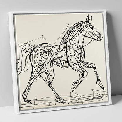 Structural Stride racing horse canvas wall art in white frame