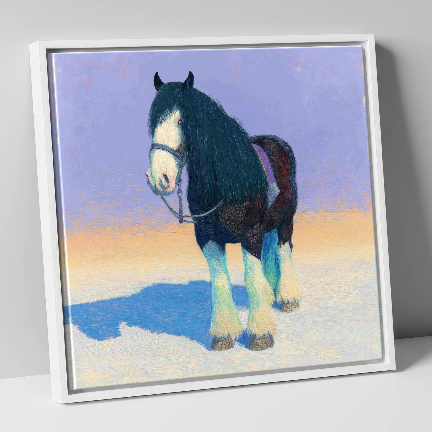 The Gentle Giant horse breed canvas wall art in white frame