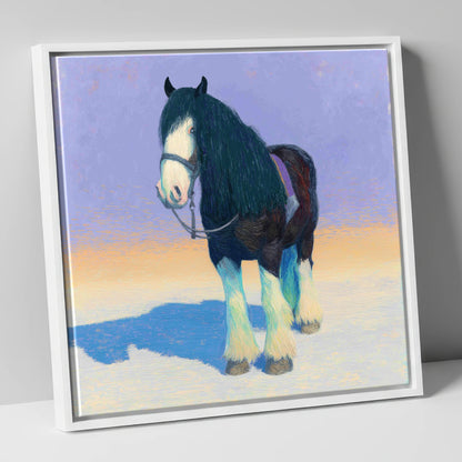 The Gentle Giant horse breed canvas wall art in white frame