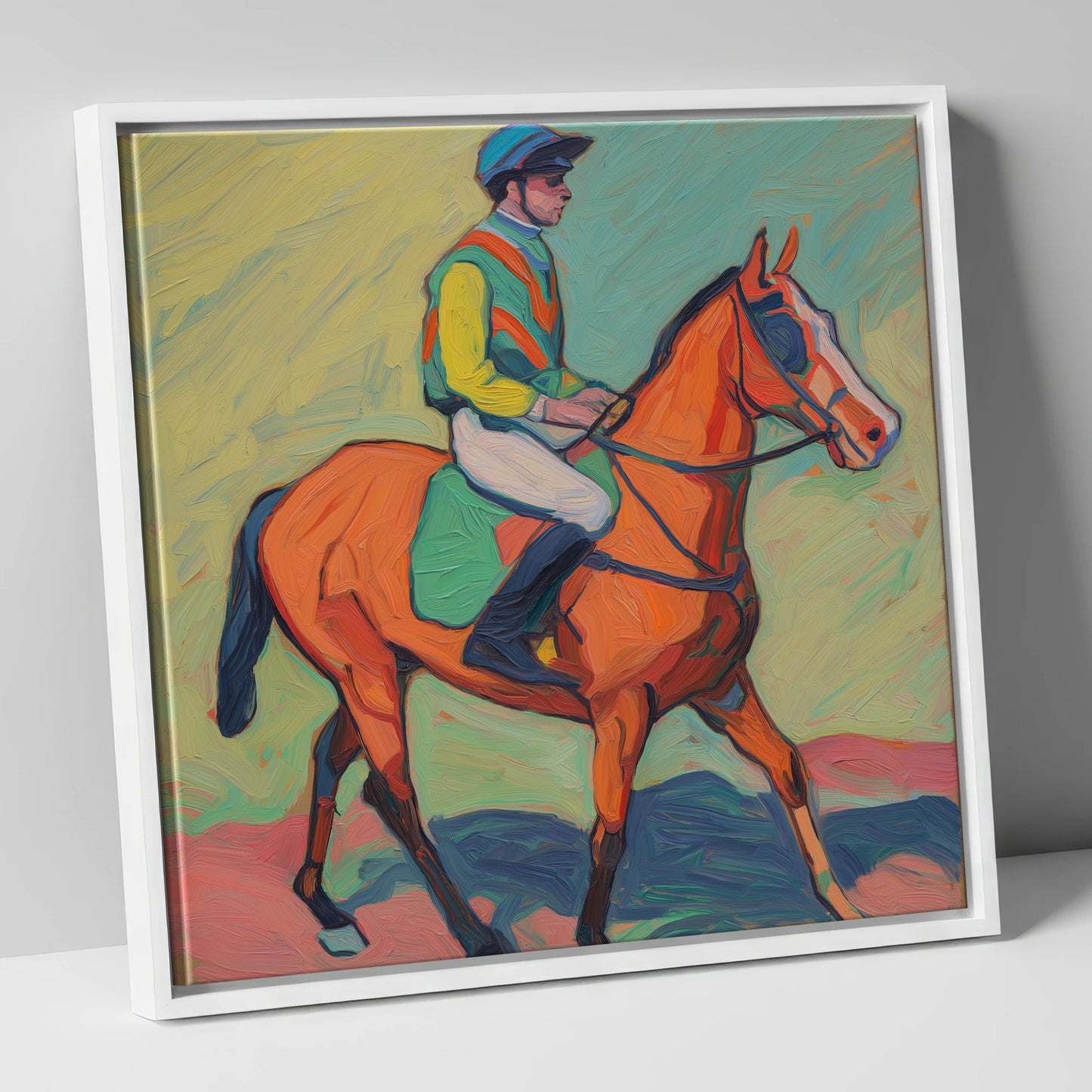 The Colour of Racing racing horse canvas wall art in white frame