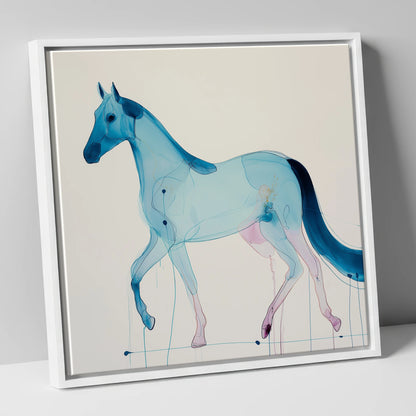 Cerulean Grace horse breed canvas wall art in white frame