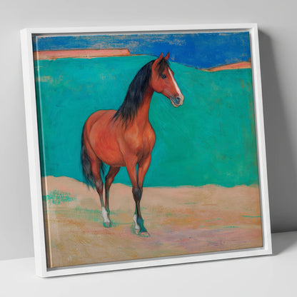 Radiant Chestnut Profile horse breed canvas wall art in white frame