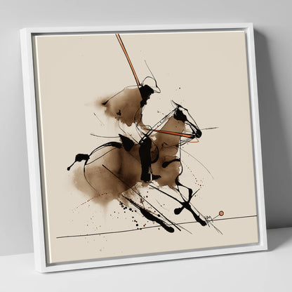 The Polo Drive polo horse canvas wall art in white frame