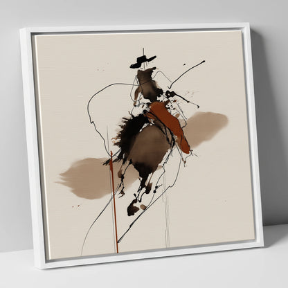 Frontier Ink Silhouette western horse canvas wall art in white frame