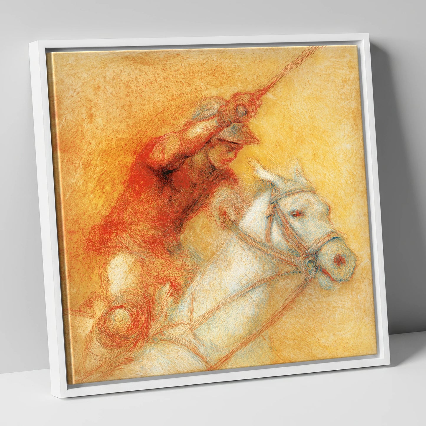 Heat of the Chukka polo horse canvas wall art in white frame