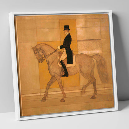 Collected Elegance dressage horse canvas wall art in white frame