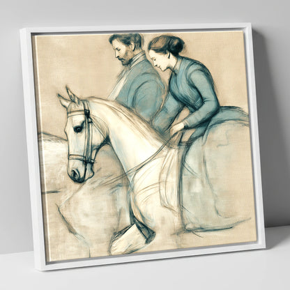 The Shared Journey horse & rider canvas wall art in white frame