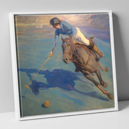 The Final Chukka polo horse canvas wall art in white frame
