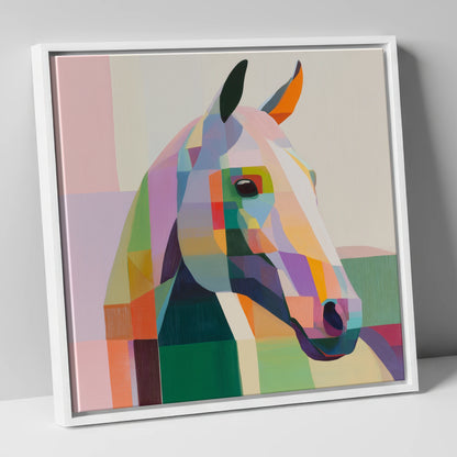 The Prismatic Profile horse portrait canvas wall art in white frame