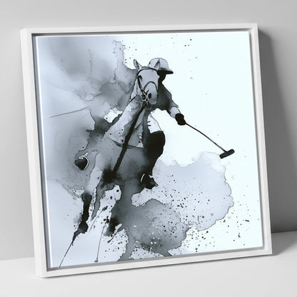 Dynamic Polo Swing polo horse canvas wall art in white frame