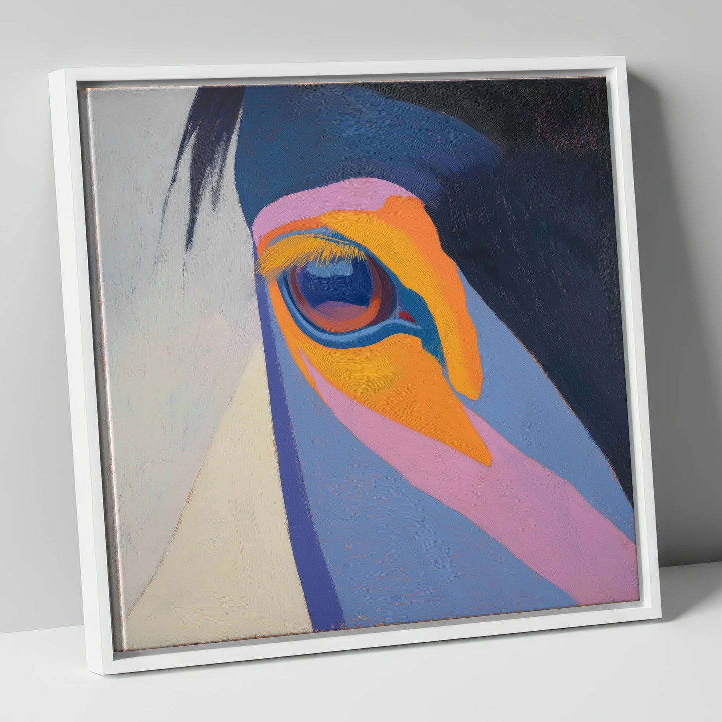 Chromatic Vision horse portrait canvas wall art in white frame