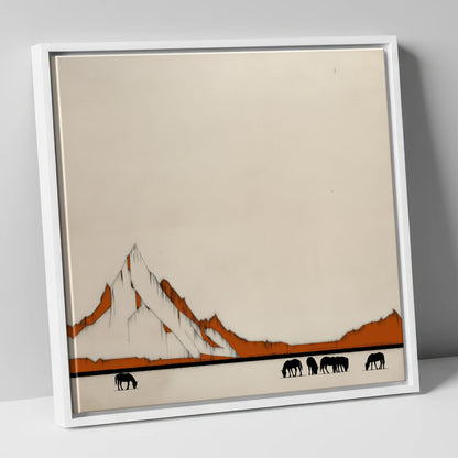 High Country Silhouettes horse landscape canvas wall art in white frame