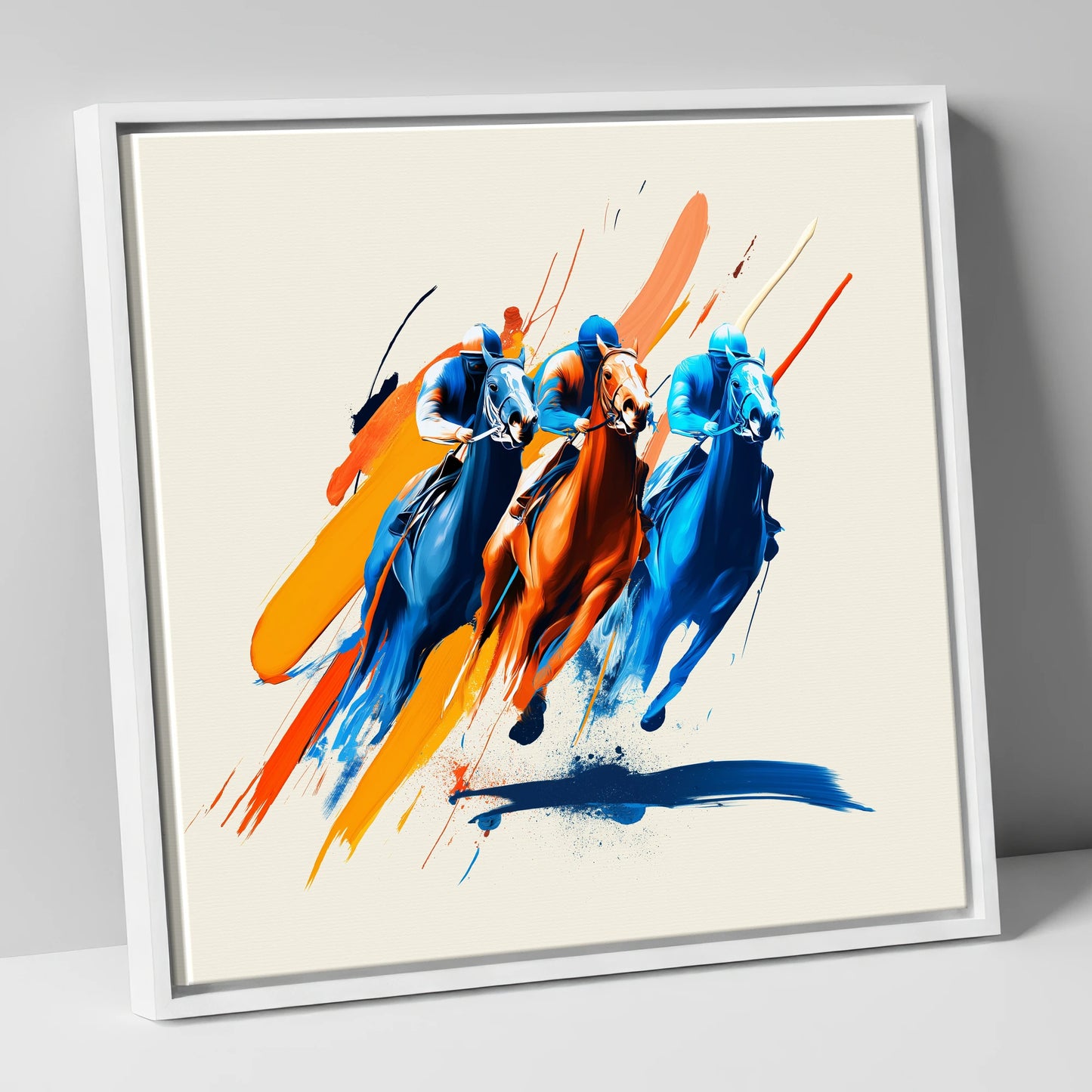 The Final Surge racing horse canvas wall art in white frame
