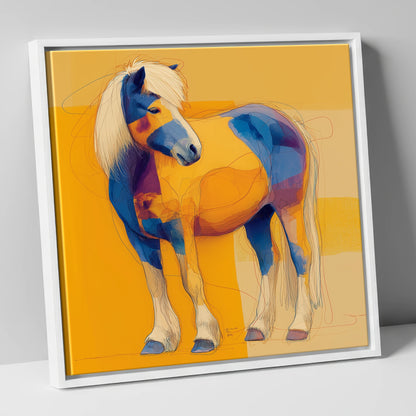 Vibrant Native Spirit horse breed canvas wall art in white frame